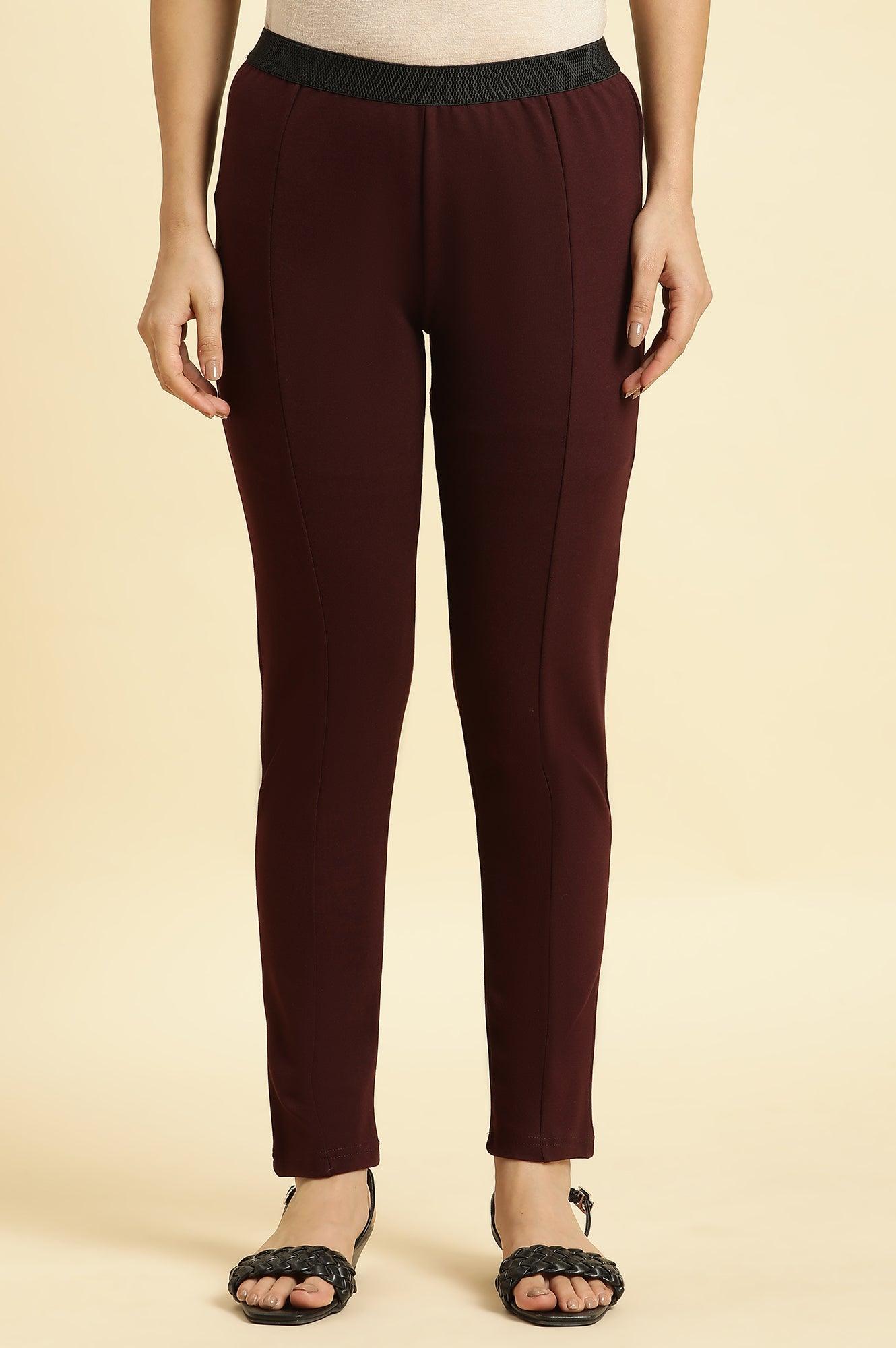 Wine Basic Western Wear Leggings - wforwoman