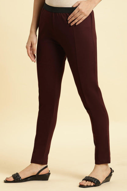 Wine Basic Western Wear Leggings - wforwoman