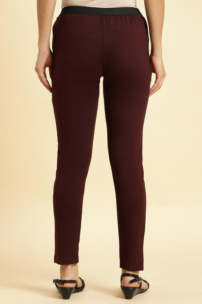 Wine Basic Western Wear Leggings - wforwoman