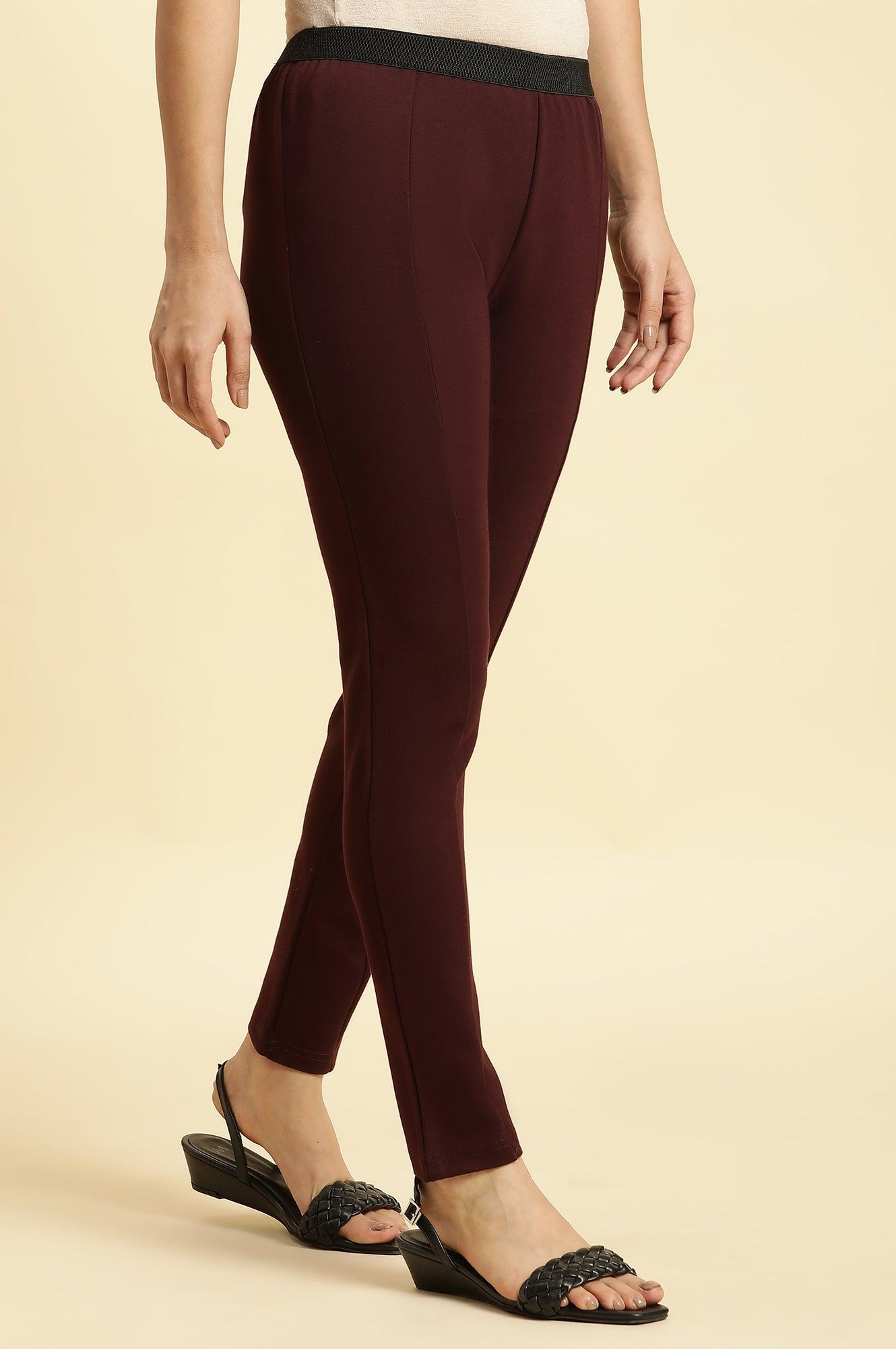 Wine Basic Western Wear Leggings - wforwoman