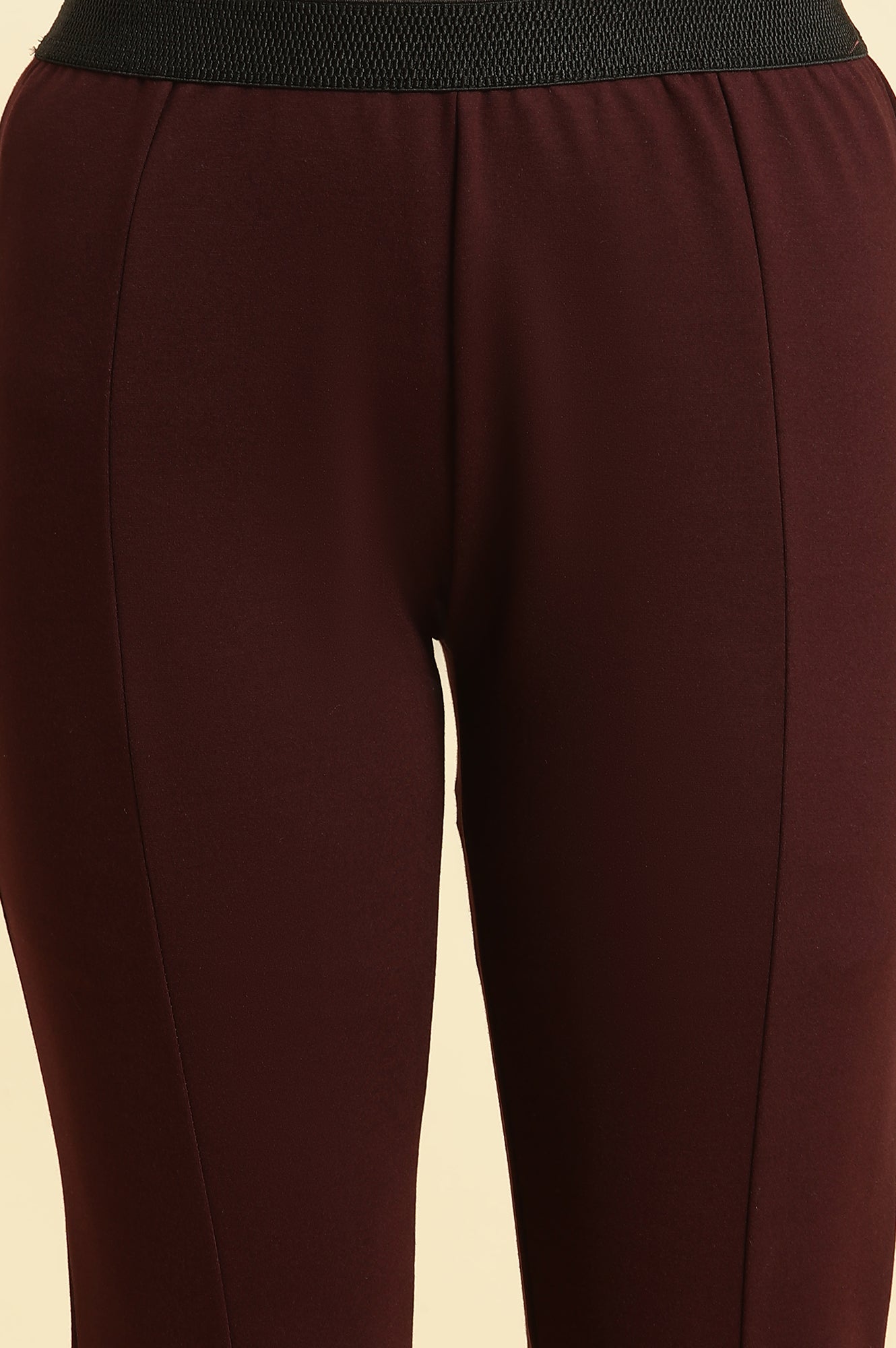 Maroon Solid Skinny Rayon Legging