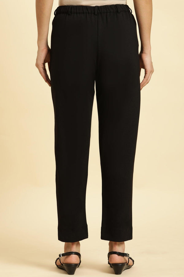 Black Slim Fit Elasticated Western Pants