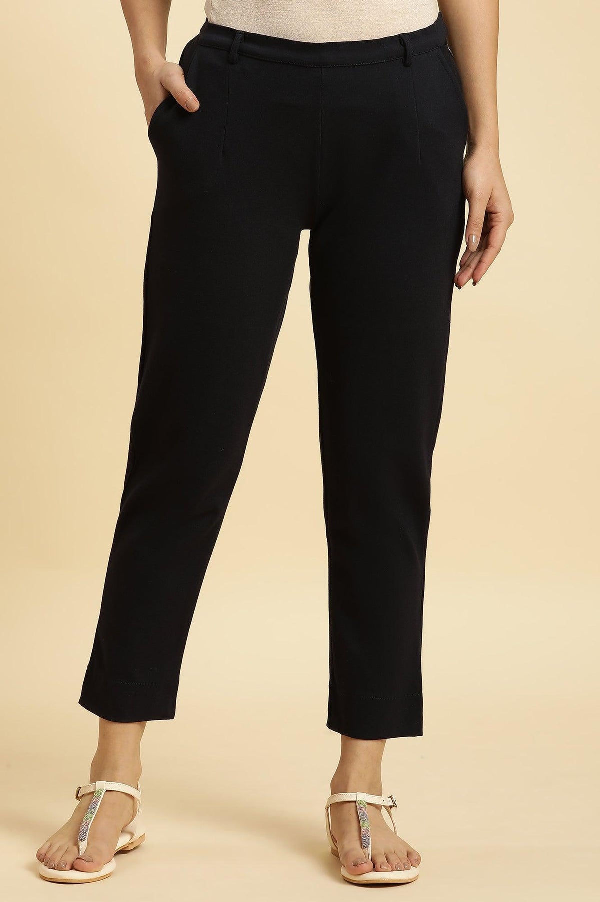 Blue Slim Fit Elasticated Western Pants - S