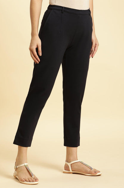 Blue Slim Fit Elasticated Western Pants - wforwoman