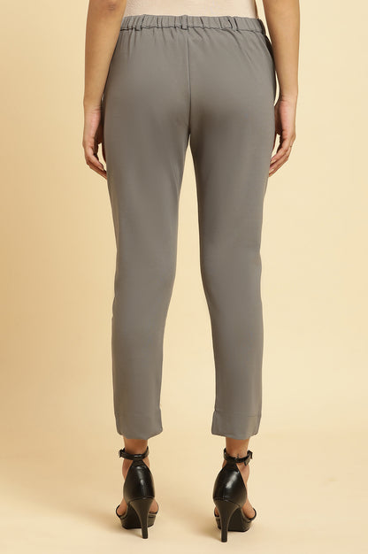 Grey Slim Fit Elasticated Western Pants