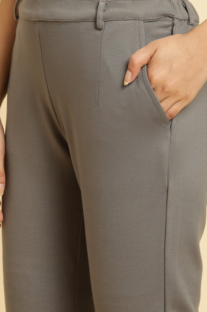 Grey Slim Fit Elasticated Western Pants