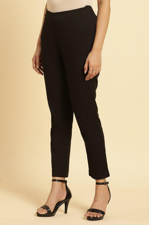 Black Solid Basic Slim Pants