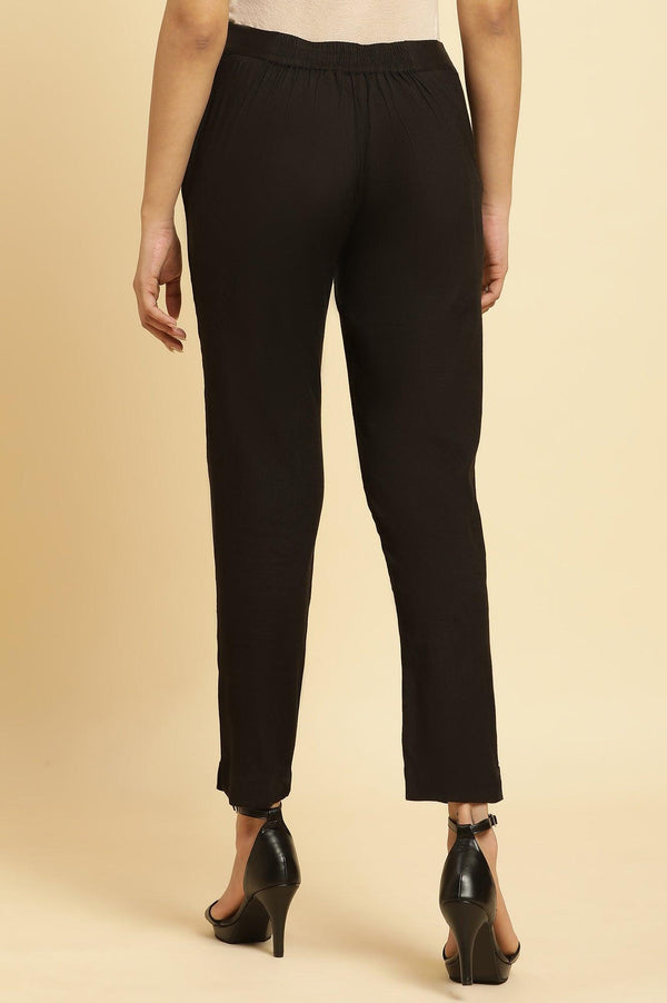 Black Solid Basic Slim Pants