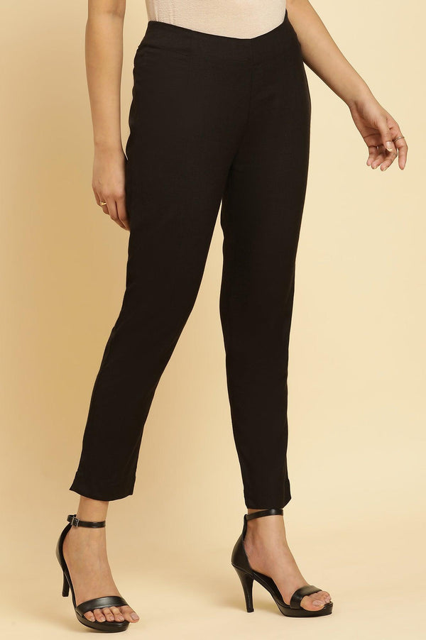 Black Solid Basic Slim Pants