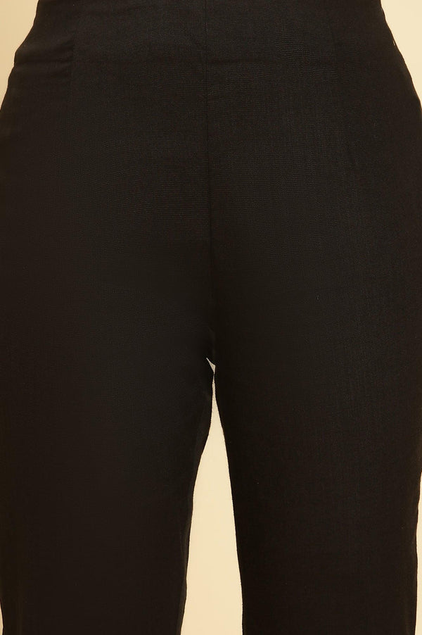 Black Solid Basic Slim Pants