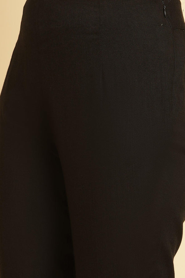 Black Solid Basic Slim Pants