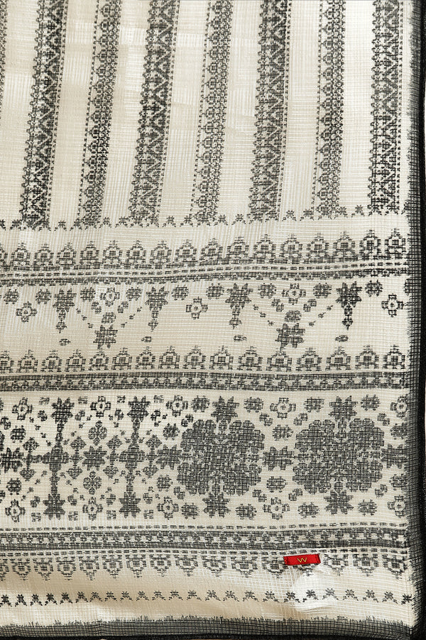 Off-White & Black Kota Printed Dupatta