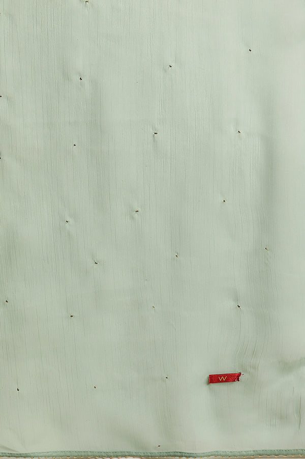 Aqua Green Gold Mukaish Chiffon Dupatta