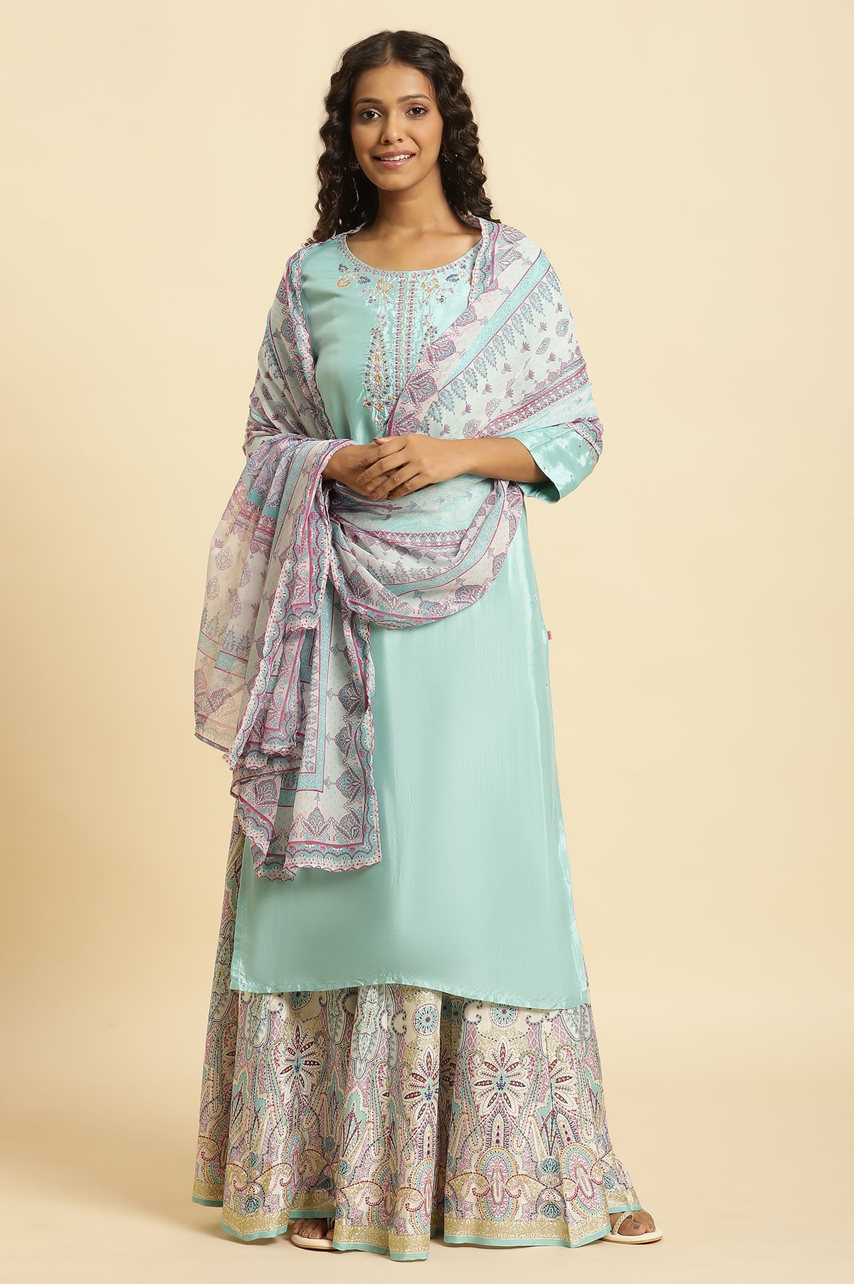 Multi-Coloured Paisley Printed Dupatta - FS