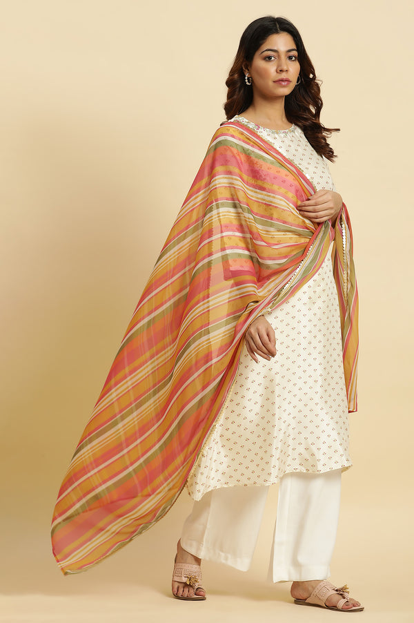 Multi-Coloured Striped Chiffon Dupatta