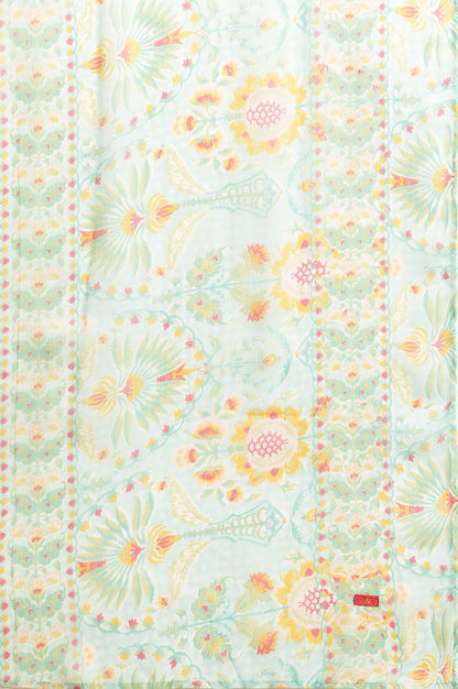 Light Green Floral Printed Kurta, Pants &amp; Dupatta Set