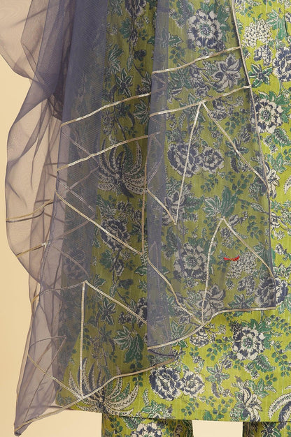 Light Green Floral Printed Kurta, Pants And Dupatta Set - wforwoman