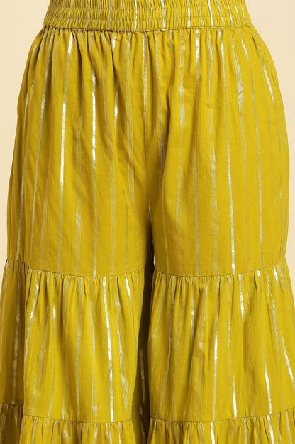 Green Floral Printed Short Kurta, Sharara And Dupatta Set - wforwoman