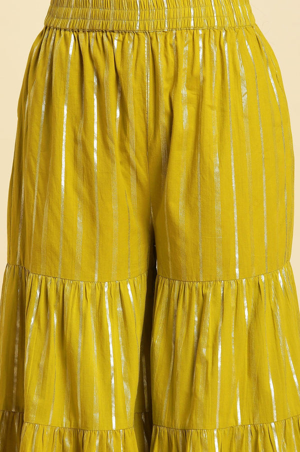 Green Floral Printed Short Kurta, Sharara And Dupatta Set