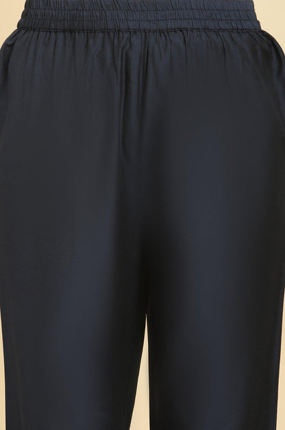 Dark Blue Zari Embroidered Festive Kurta, Pants And Dupatta Set - wforwoman