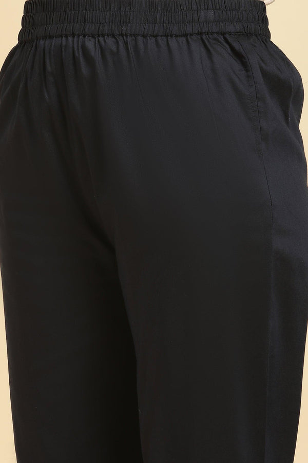 Dark Blue Zari Embroidered Festive Kurta, Pants and Dupatta Set