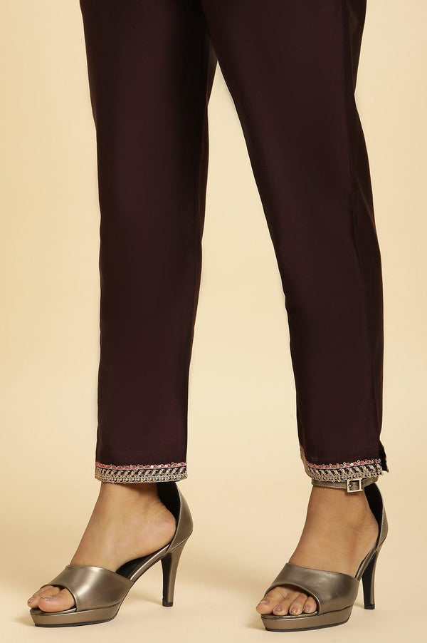 Purple Flared Embroidered Kurta, Pants And Dupatta Set