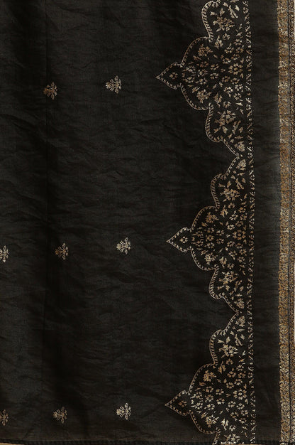 Black Flared Metallic Embroidered Kurta, Pants And Dupatta Set - wforwoman