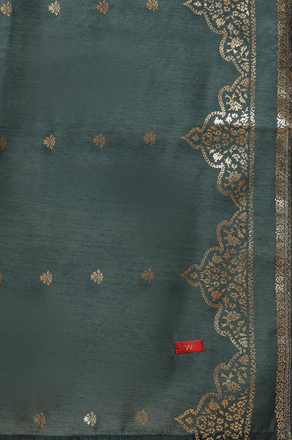 Green Flared Embroidered Kurta, Pants And Dupatta Set - wforwoman