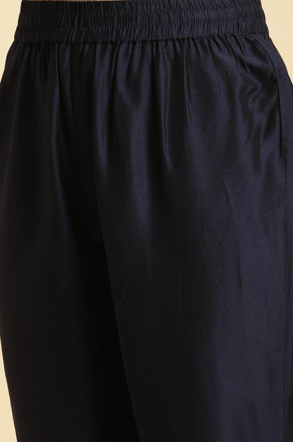 Royal Blue Embroidered Kurta, Pants And Dupatta Set - wforwoman