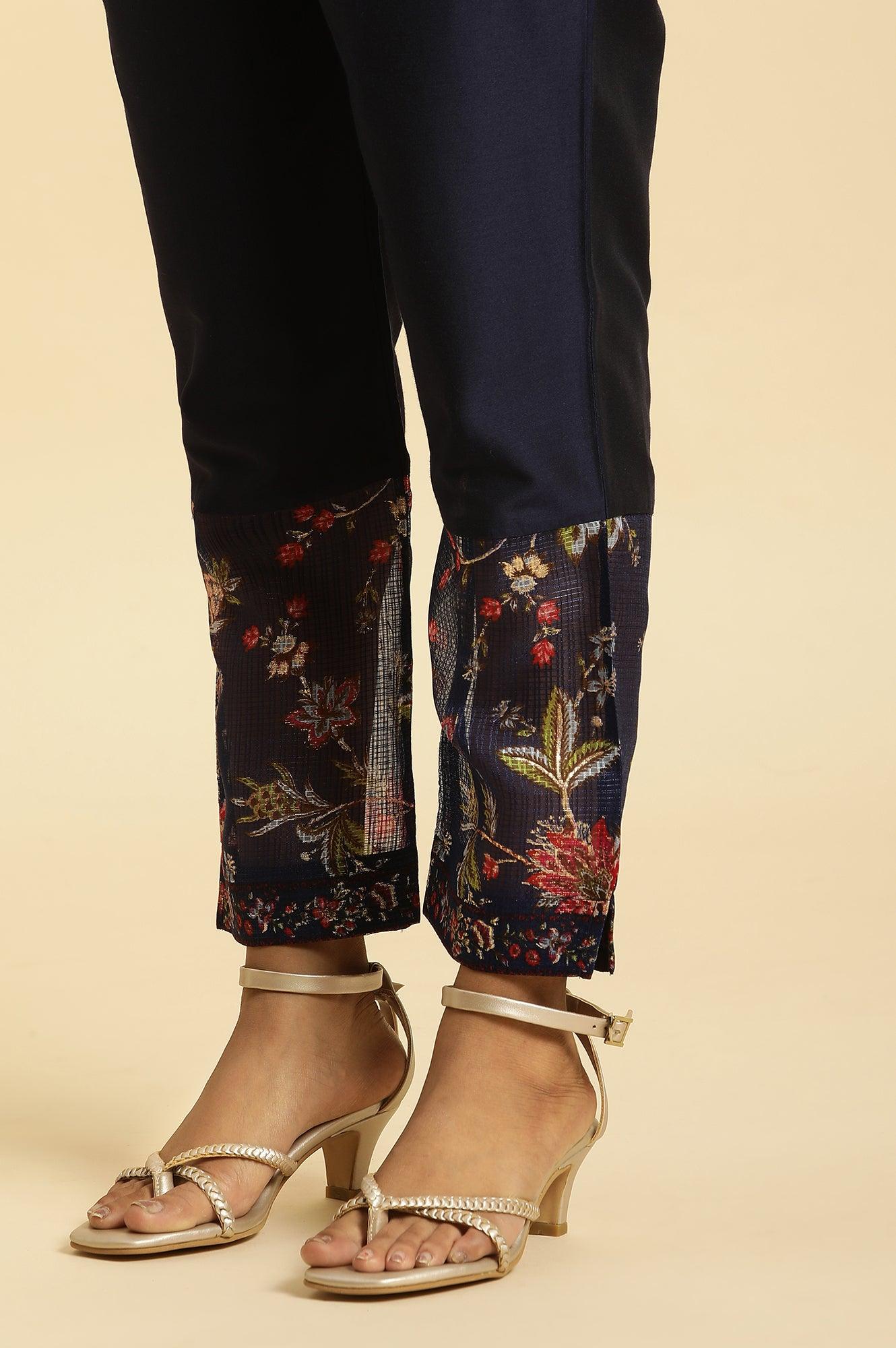 Royal Blue Embroidered Kurta, Pants And Dupatta Set - wforwoman