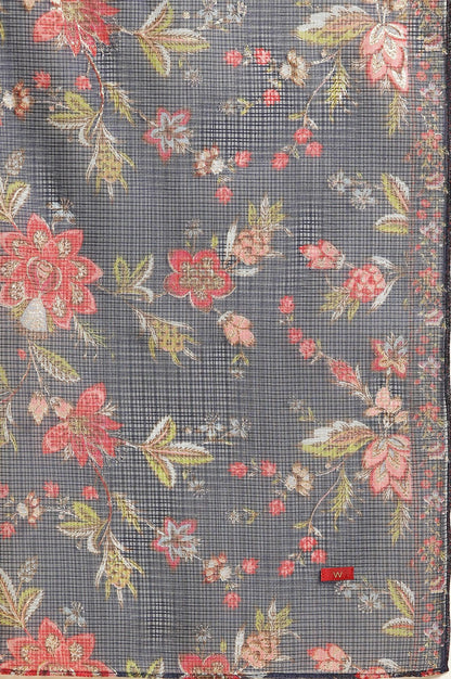 Royal Blue Embroidered Kurta, Pants And Dupatta Set - wforwoman