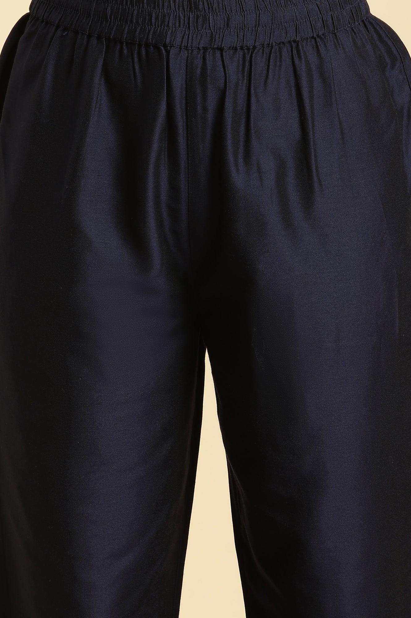 Royal Blue Embroidered Kurta, Pants And Dupatta Set - wforwoman