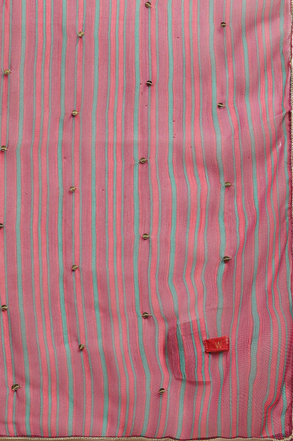 Purple Metallic Embroidered Kurta, Pants And Dupatta Set - wforwoman