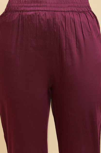 Purple Metallic Embroidered Kurta, Pants And Dupatta Set - wforwoman