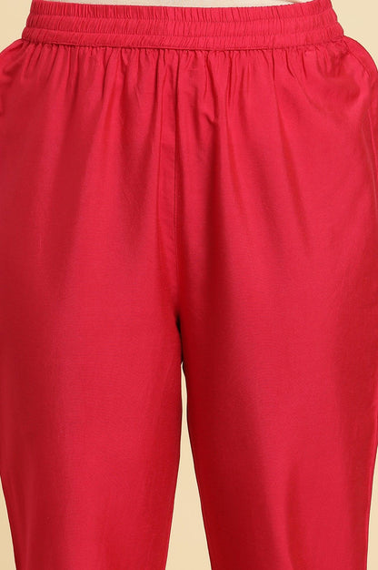 Pink Zari Embroidered Straight Kurta, Pant And Dupatta Set - wforwoman