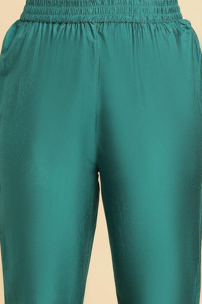 Teal Blue Zari Embroidered Straight Kurta, Pant And Dupatta Set - wforwoman