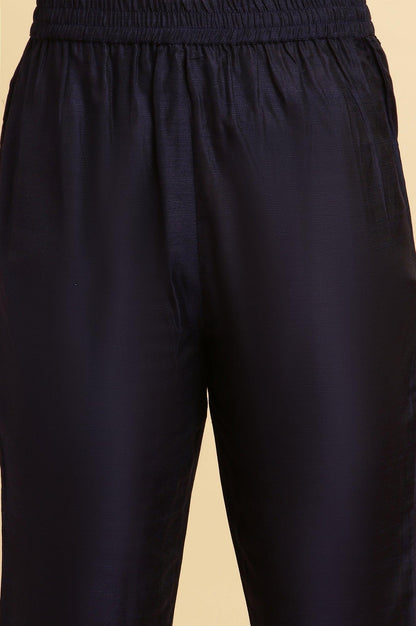 Blue Zari Embroidered Straight Kurta, Pants And Dupatta Set - wforwoman