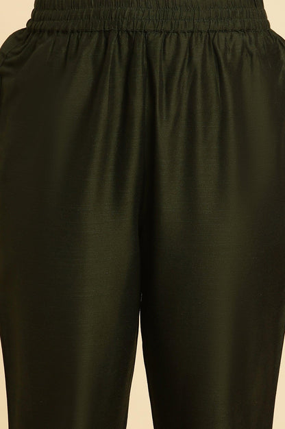 Green Zari Embroidered Straight Kurta, Pant And Dupatta Set - wforwoman