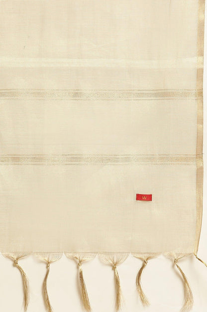 Ivory Zari Embroidered Straight Kurta, Pant And Dupatta Set - wforwoman