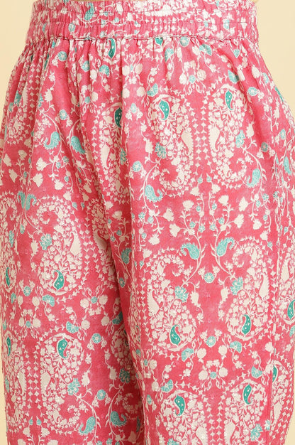 Pink Printed Straight Kurta And Pants Co-Ord Set - wforwoman