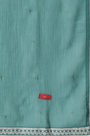 Green Floral Printed Embellished Kurta, Pants With Dupatta Set