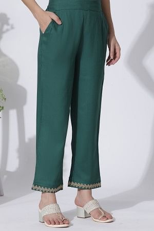 Green Floral Printed Embellished Kurta, Pants With Dupatta Set