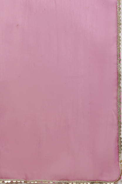 Green Embroidered Shantung Kurta, Pants And Dupatta Set