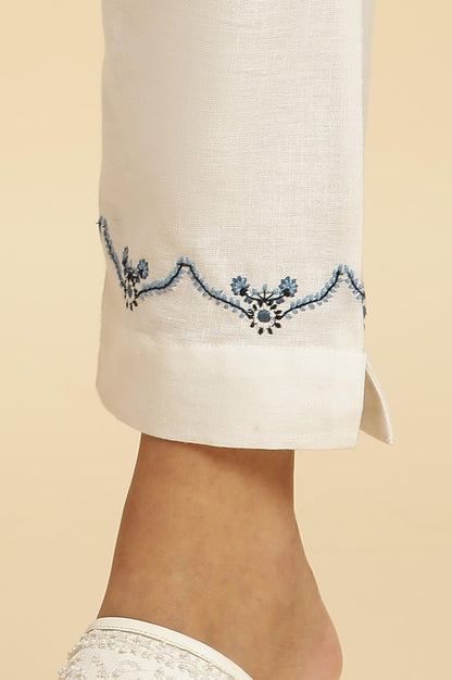 White Panelled Mock Angrakha Kurta, Pants &amp; Dupatta Set - wforwoman