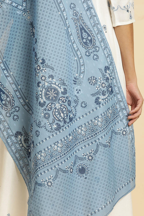 White Panelled Mock Angrakha Kurta, Pants & Dupatta Set