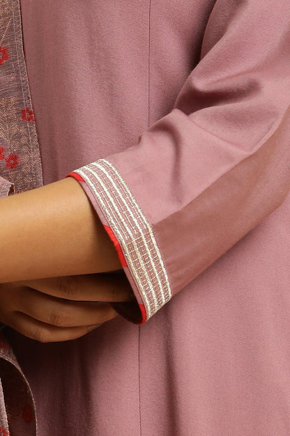 Orchid Pink Embellished Kurta, Pants And Jacquard Dupatta Set - wforwoman