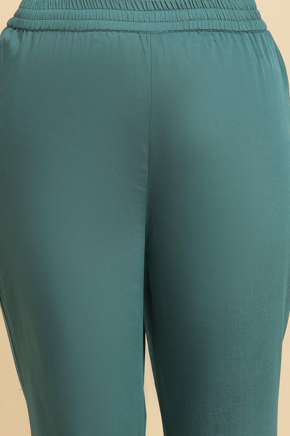 Blue Embellished Kurta, Pants And Jacquard Dupatta Set - wforwoman