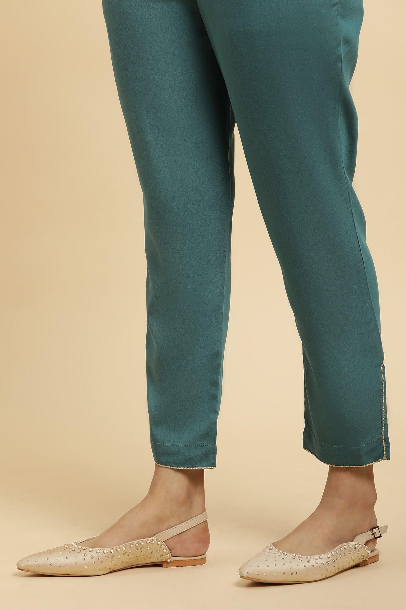 Blue Embellished Kurta, Pants And Jacquard Dupatta Set - wforwoman