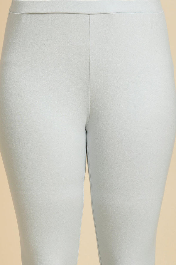 Sky Blue Floral Printed A-Line Kurta, Tights And Dupatta Set