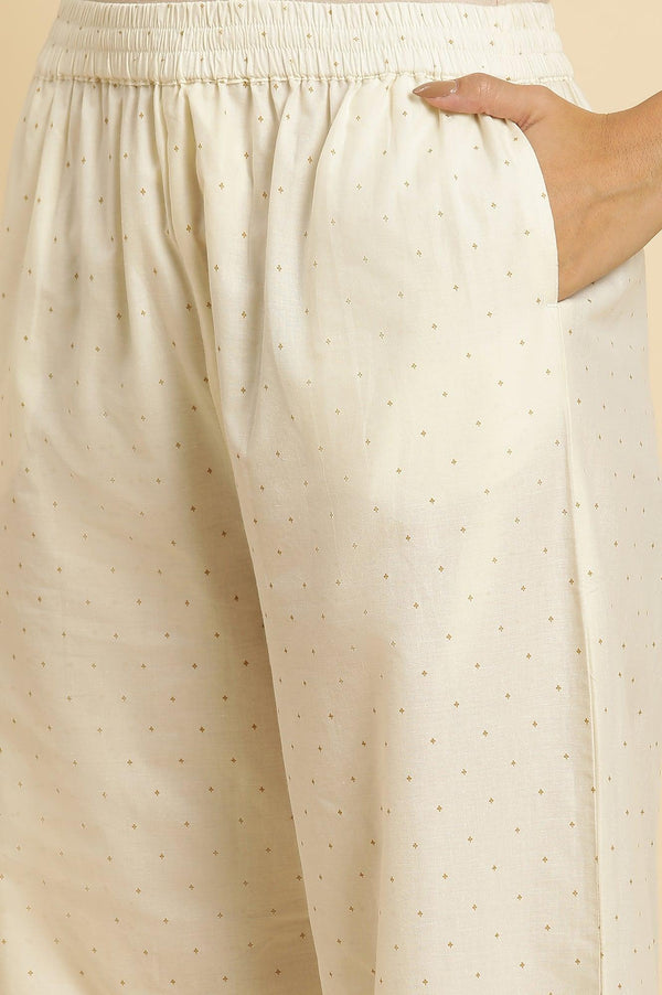 Ecru Printed Kurta & Straight Pants Set